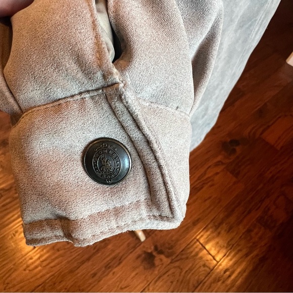 Bromley Sport Real Down Coat Women’s Medium Taupe Faux Suede Quilted Insulated - Picture 7 of 13